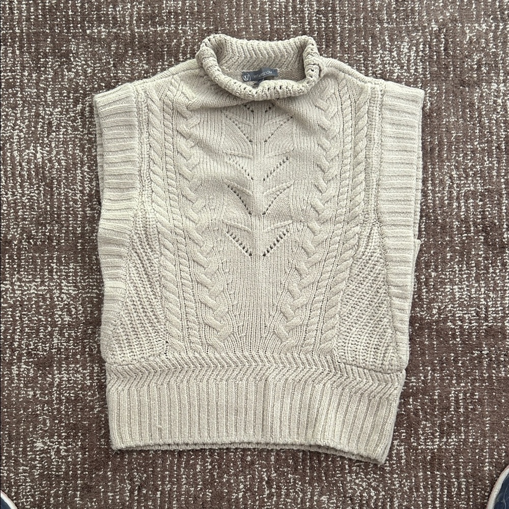 Wit & Wisdom Beige Cable Knit Turtleneck Sweater